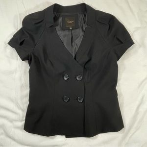 The Limited Black Double-Breasted Blazer Short Sleeve Lined Notched Collar